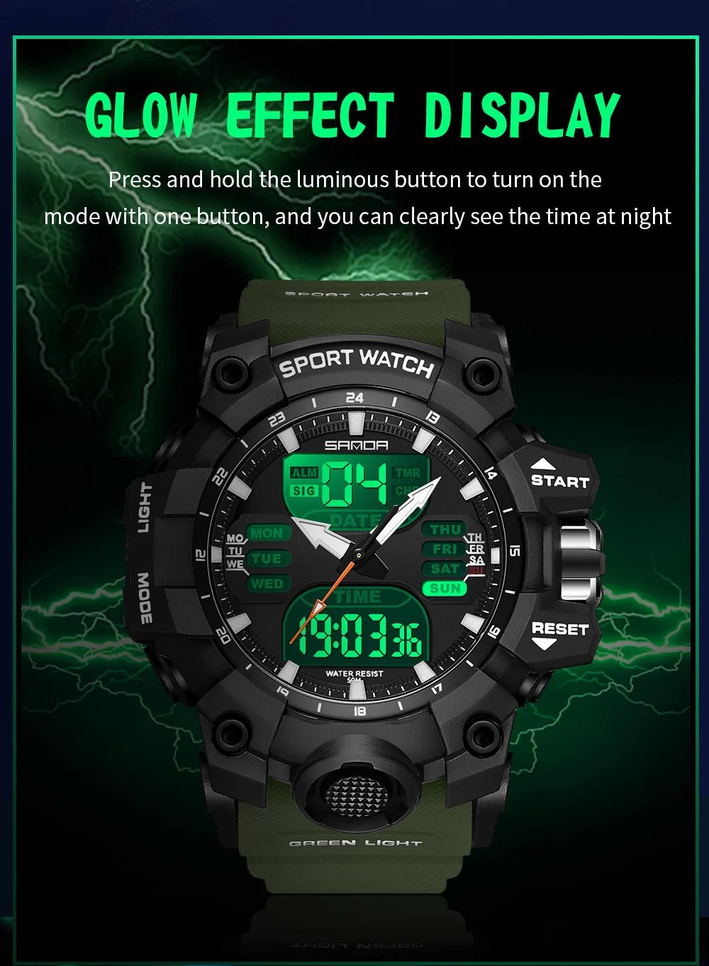 Dual Display Men Watches Waterproof Sports Watch Military Man Alarm Stopwatch Quartz Wristwatch Male Digital Clock 6126