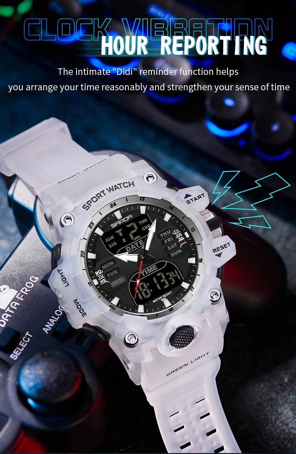 Dual Display Men Watches Waterproof Sports Watch Military Man Alarm Stopwatch Quartz Wristwatch Male Digital Clock 6126