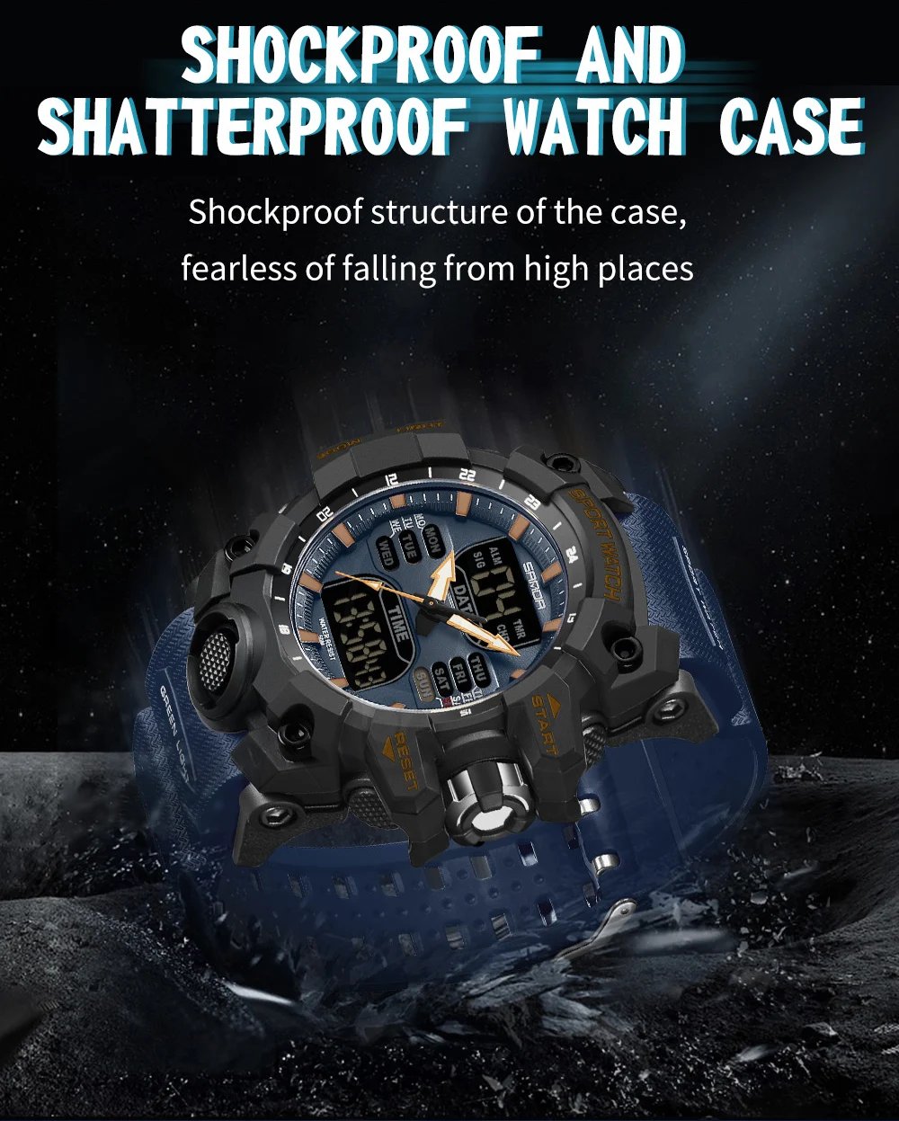 Dual Display Men Watches Waterproof Sports Watch Military Man Alarm Stopwatch Quartz Wristwatch Male Digital Clock 6126