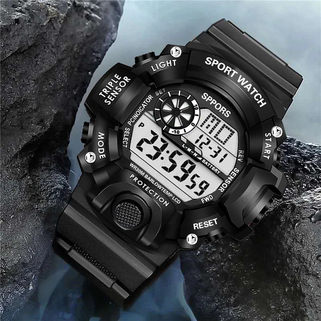 Men's LED Digital Watch Men Sport Watches Fitness Electronic Watch Multifunction Military Sports Watches Clock Kids Gifts