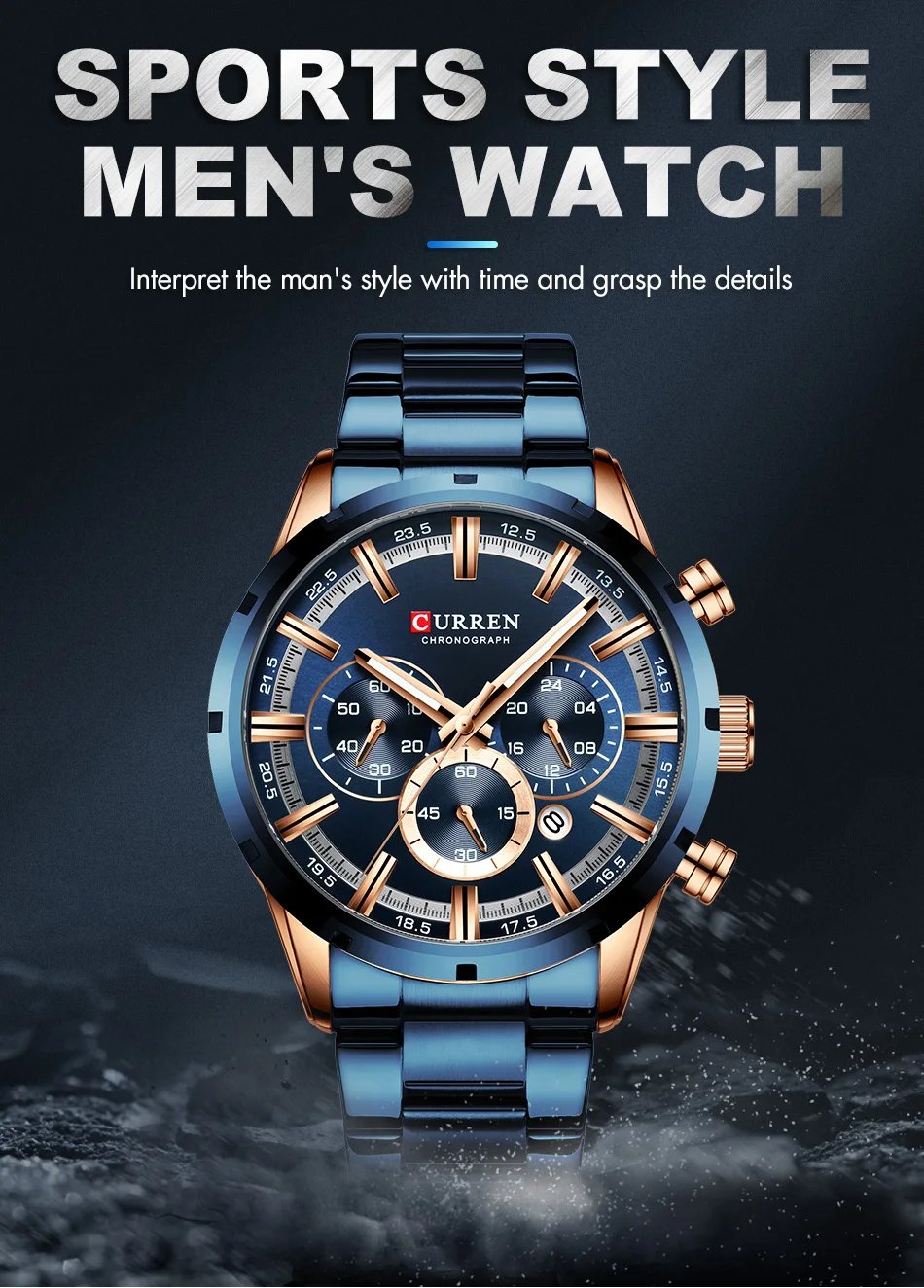 Men Watch Top Brand Luxury Sports Quartz Mens Watches Full Steel Waterproof Chronograph Wristwatch Men Relogio Masculino