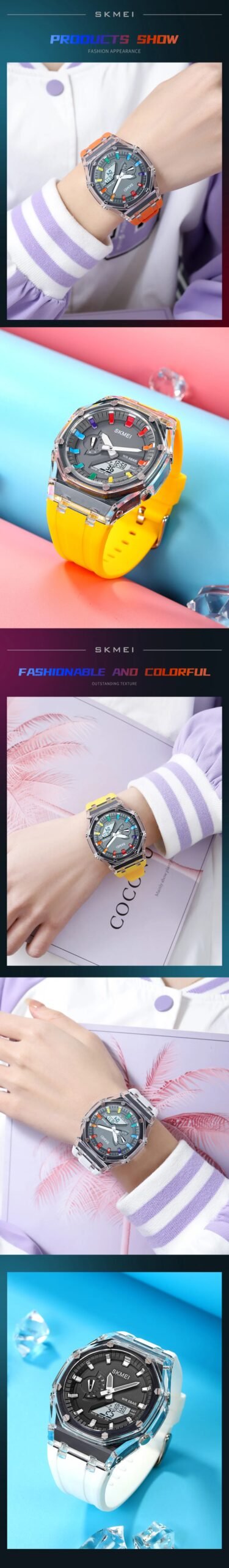 Waterproof Men Watch Countdown Stopwatch Led Light Electronic Movement Wristwatch 5Alarm Clock 2 Time Digital Watches 2100