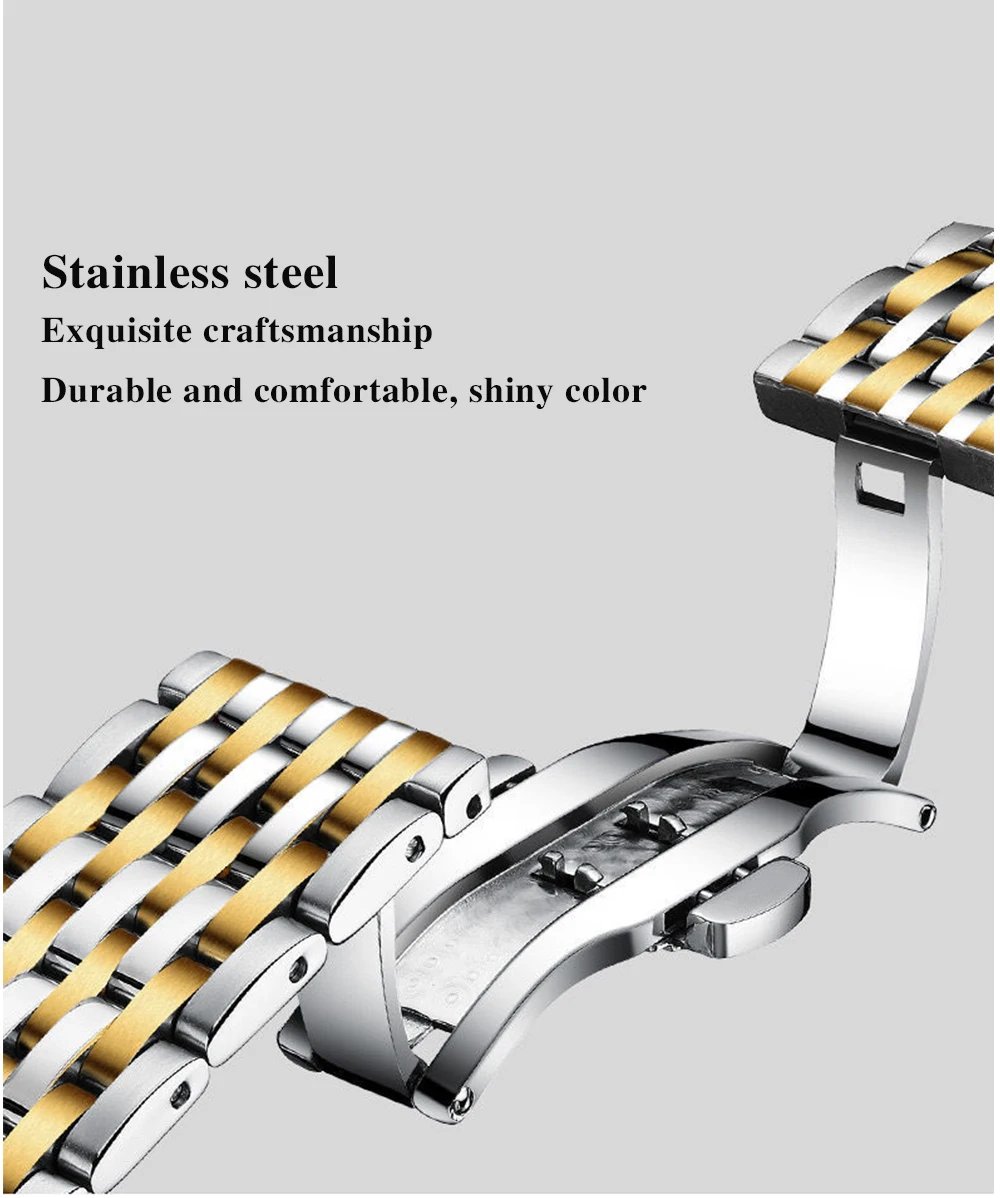 Men Watch Stainless Steel Top Quailty Luxury Push Button Hidden Clasp Waterproof Luminous Date Week Sport Wrist Watches