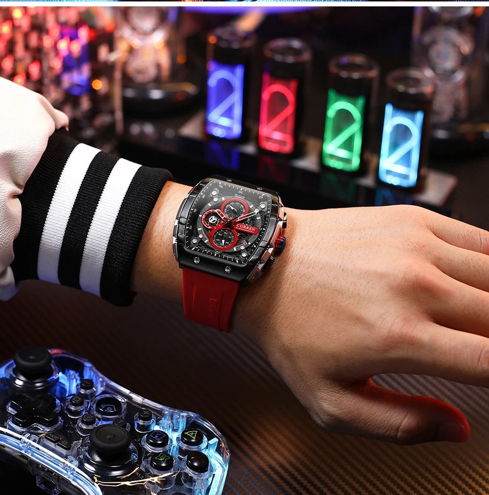 Top Brand Men's Watches Luxury Square Quartz Wristwatch  Waterproof Luminous Chronograph Watch for Men Date Clock