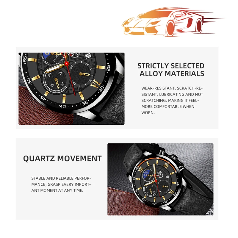 Men Sport Watch Luxury Stainless Steel Quartz Wristwatch Man Business Casual Leather Bracelet Male Luminous Clock Watches Men Sport Watch Luxury Stainless Steel Quartz Wristwatch Man Business Casual Leather Bracelet Male Luminous Clock Watches