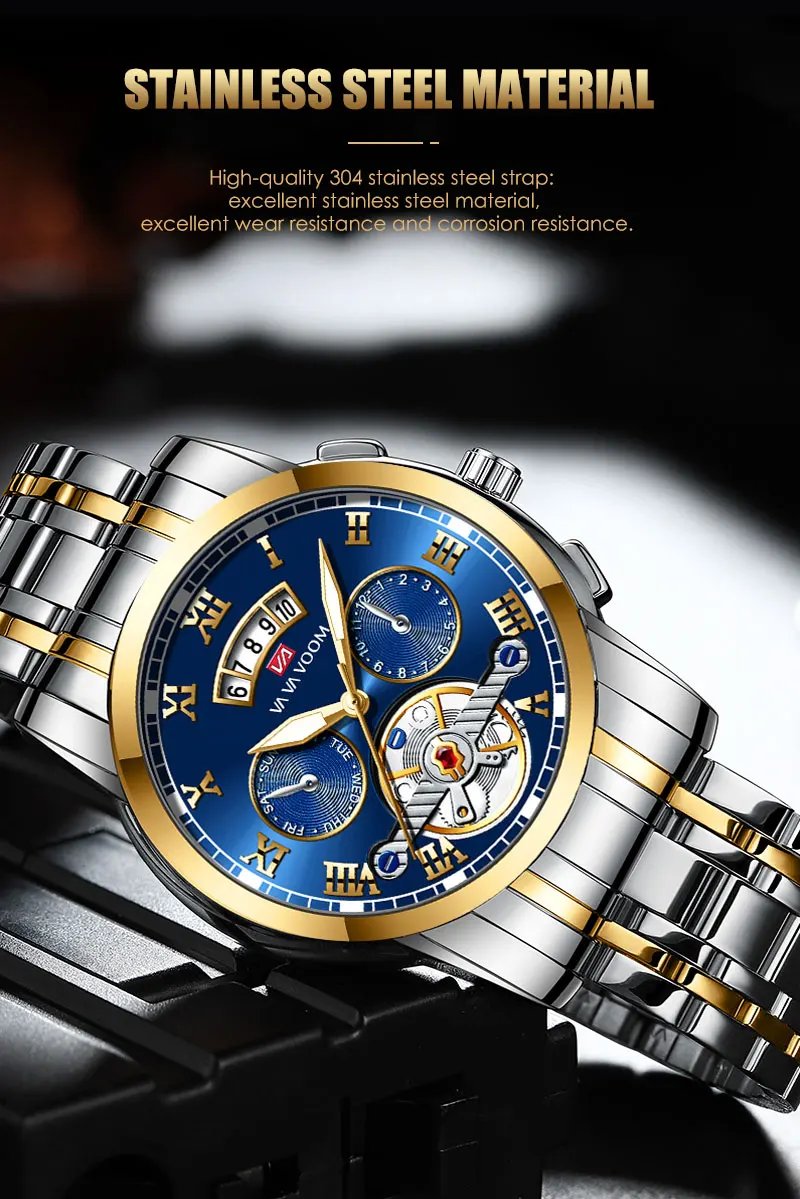 Top Brand Mens Luxury Watch Stainless Steel Luminescence Clock Casual Chic 3Bar Waterproof Outdoor Sport Watch