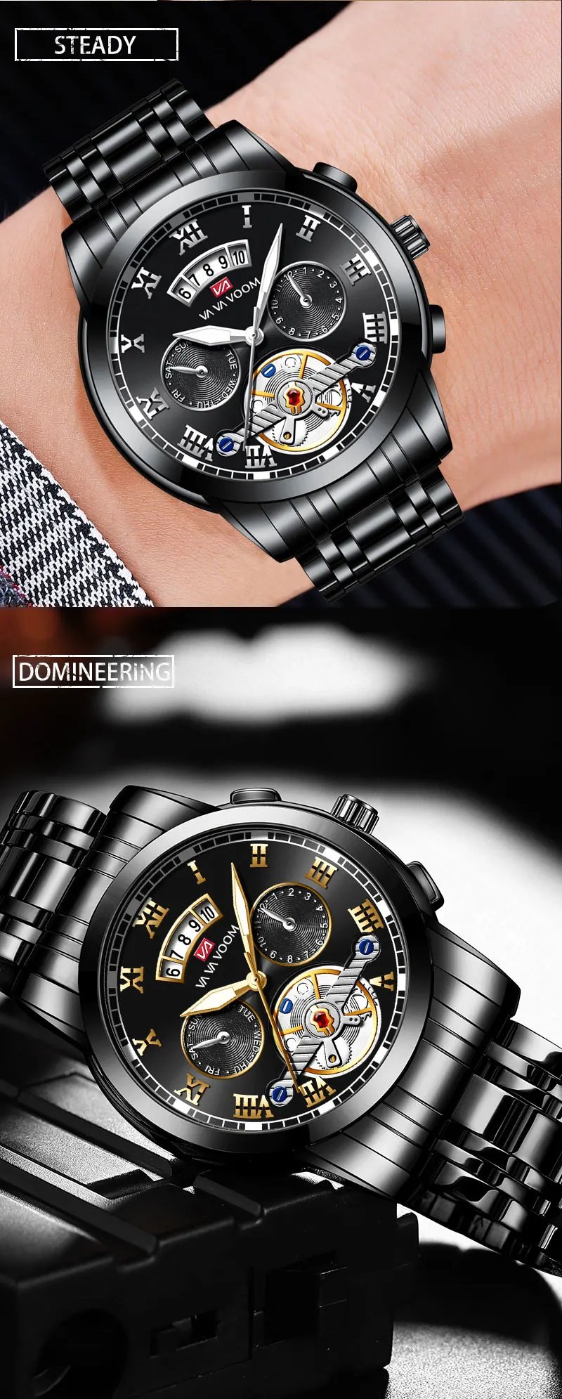 Top Brand Mens Luxury Watch Stainless Steel Luminescence Clock Casual Chic 3Bar Waterproof Outdoor Sport Watch
