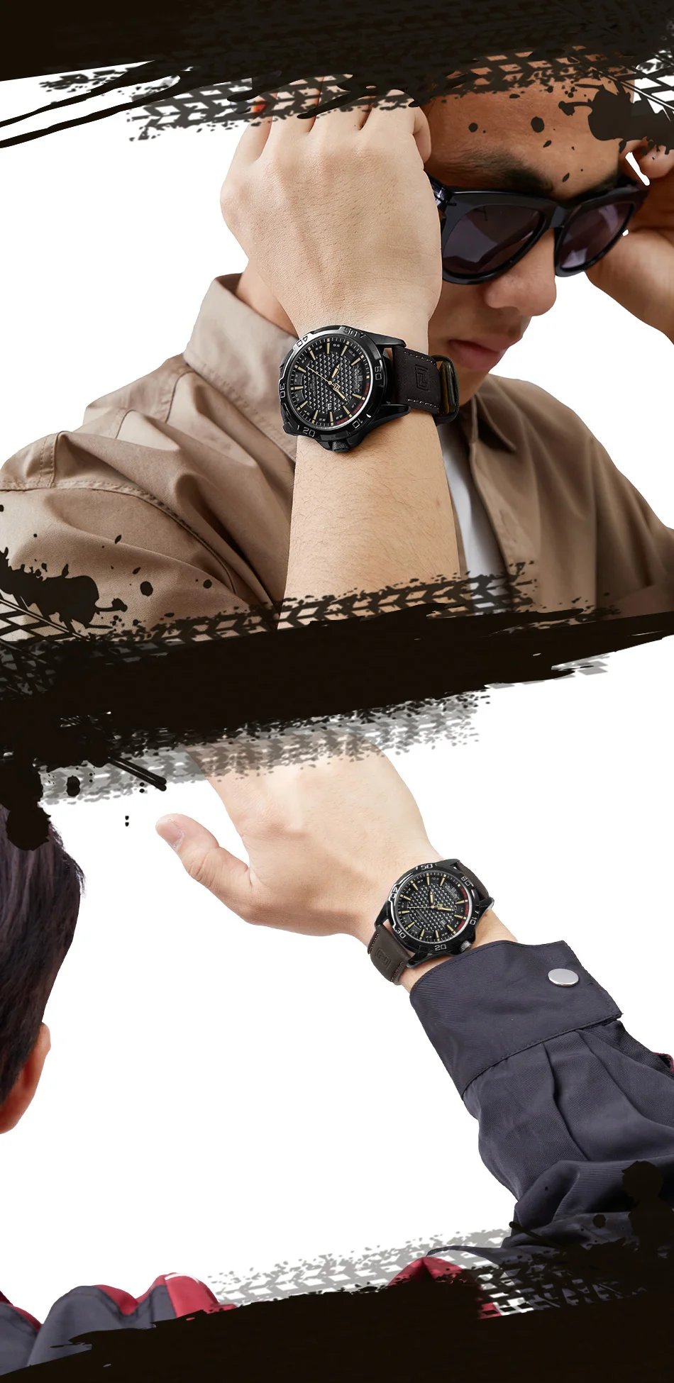 Men Casual Sport Military Quartz Calendar Wrist Watch for Man Business Leather Waterproof Male Clock Relogio Masculino