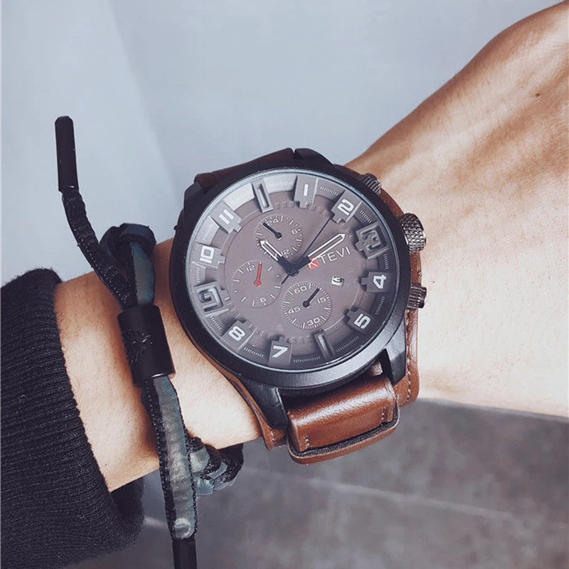 Retro Men's Watches Classic Luxury Business Quartz Watch Fashion Big Dial Leather Strap Date Military Wristwatch for Men Retro Men's Watches Classic Luxury Business Quartz Watch Fashion Big Dial Leather Strap Date Military Wristwatch for Men