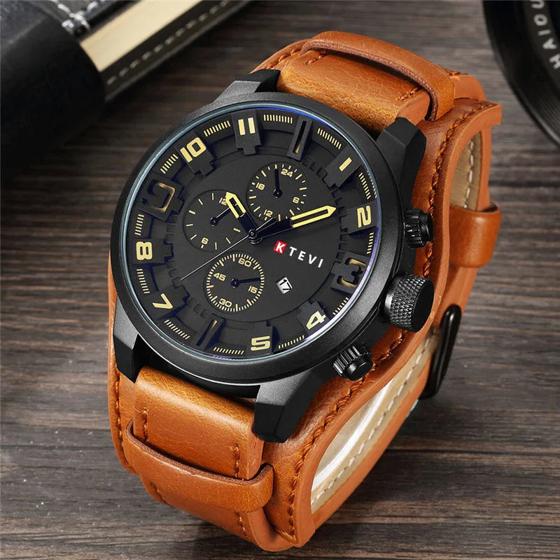 Retro Men's Watches Classic Luxury Business Quartz Watch Fashion Big Dial Leather Strap Date Military Wristwatch for Men Retro Men's Watches Classic Luxury Business Quartz Watch Fashion Big Dial Leather Strap Date Military Wristwatch for Men