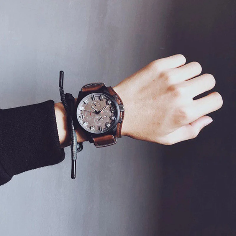 Retro Men's Watches Classic Luxury Business Quartz Watch Fashion Big Dial Leather Strap Date Military Wristwatch for Men Retro Men's Watches Classic Luxury Business Quartz Watch Fashion Big Dial Leather Strap Date Military Wristwatch for Men