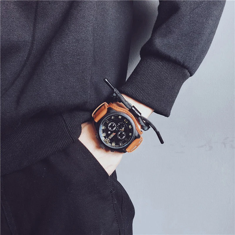 Retro Men's Watches Classic Luxury Business Quartz Watch Fashion Big Dial Leather Strap Date Military Wristwatch for Men Retro Men's Watches Classic Luxury Business Quartz Watch Fashion Big Dial Leather Strap Date Military Wristwatch for Men