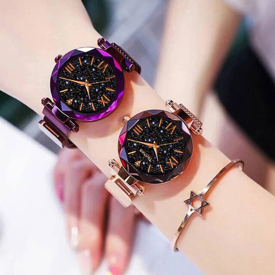 Luxury Starry Sky Women Watches Magnetic Mesh Belt Band Watch Women's Fashion Dress Wristwatch