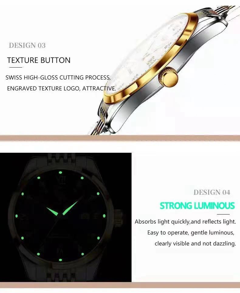 Women Watches Luxury Fashion Ladies Quartz Watch Waterproof Luminous Date Stainless Stain Wristwatch Girlfriend Gift