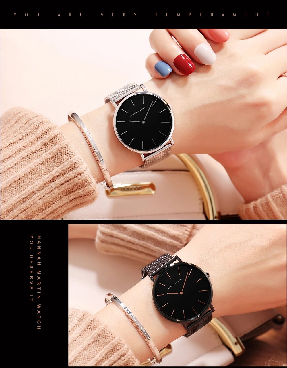Women Watch Top Brand Dropshipping Japan Quartz Movement 36mm Rose Gold Waterproof Fashionable Nordic Minimalist Ladies Watches