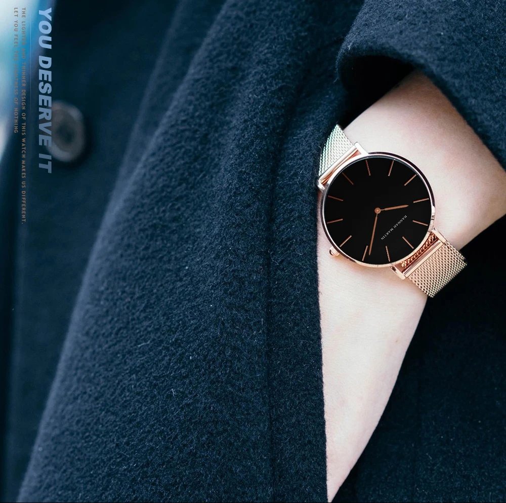 Women Watch Top Brand Dropshipping Japan Quartz Movement 36mm Rose Gold Waterproof Fashionable Nordic Minimalist Ladies Watches