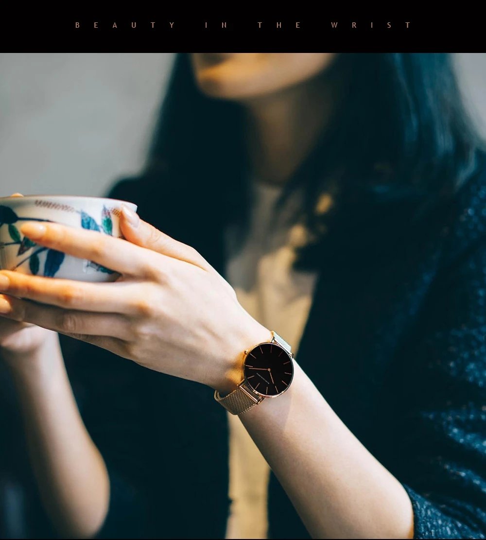 Women Watch Top Brand Dropshipping Japan Quartz Movement 36mm Rose Gold Waterproof Fashionable Nordic Minimalist Ladies Watches