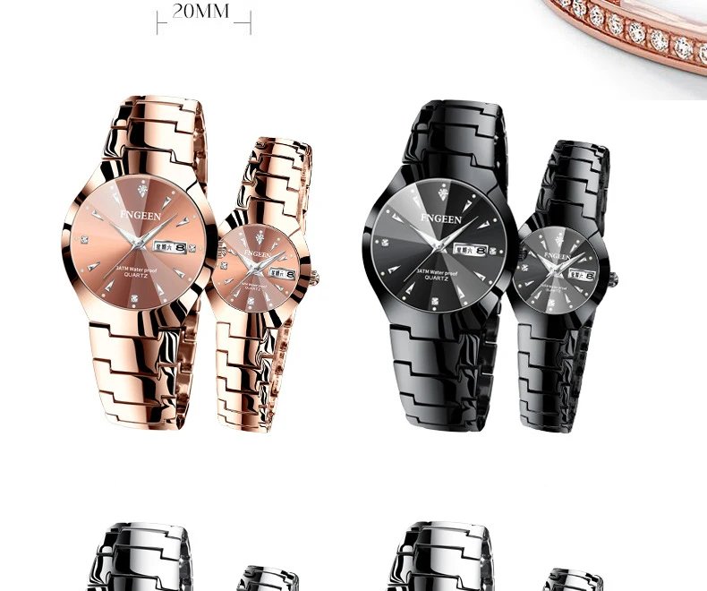 5808 Relogio Feminino Couple Watch Men Quartz watch for Lovers Luxury Womens wristwatch Stainless Steel Waterproof