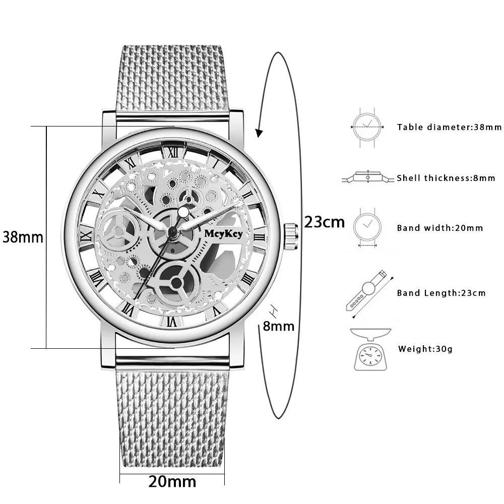 New Fashion Top Women Hollow Skeleton Faux Mechanical Watch Ladies Metal Mesh Quartz Wrist Watches For Female Relogio Feminino