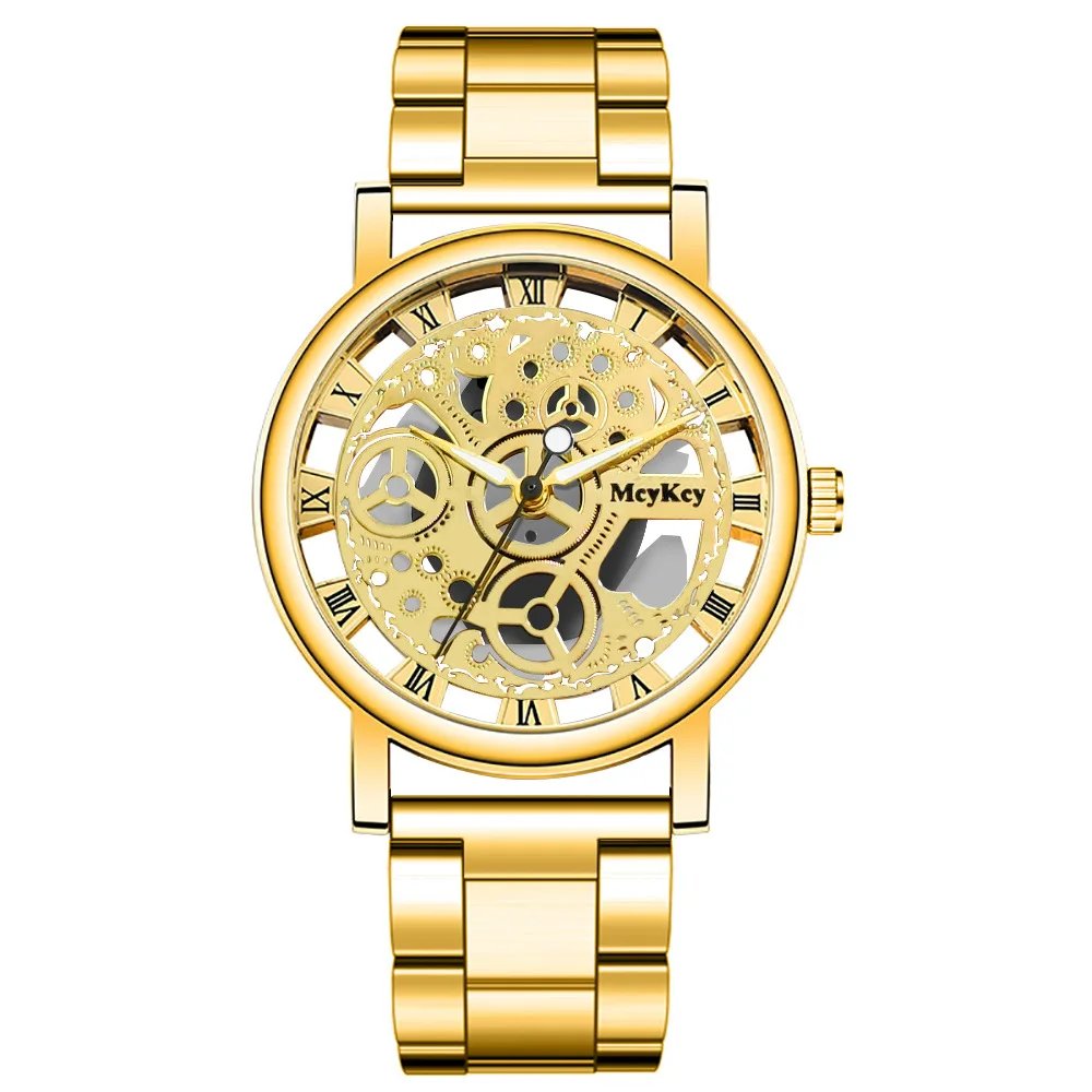 New Fashion Top Women Hollow Skeleton Faux Mechanical Watch Ladies Metal Mesh Quartz Wrist Watches For Female Relogio Feminino