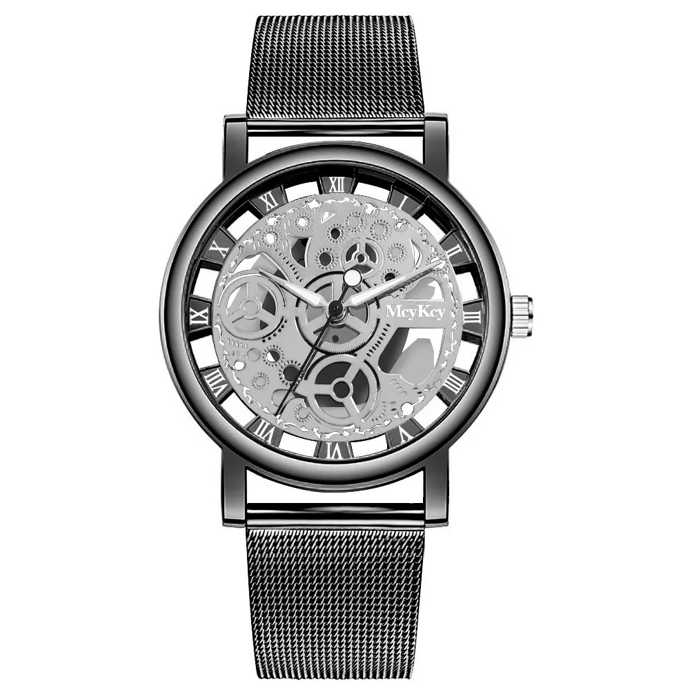 New Fashion Top Women Hollow Skeleton Faux Mechanical Watch Ladies Metal Mesh Quartz Wrist Watches For Female Relogio Feminino