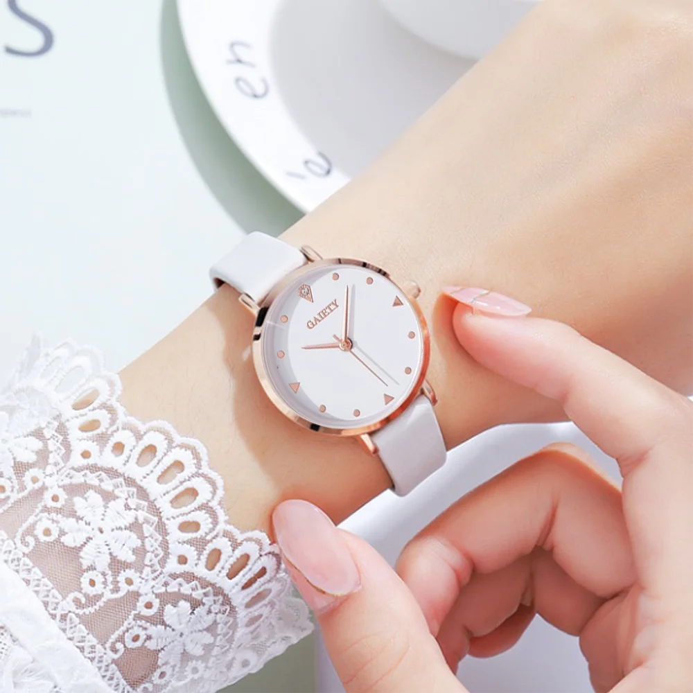 4 PCS Fashion Watch Set Women Necklace Earrings Bracelet Set Watches WristWatch White Leather Strap Ladies Quartz Watch