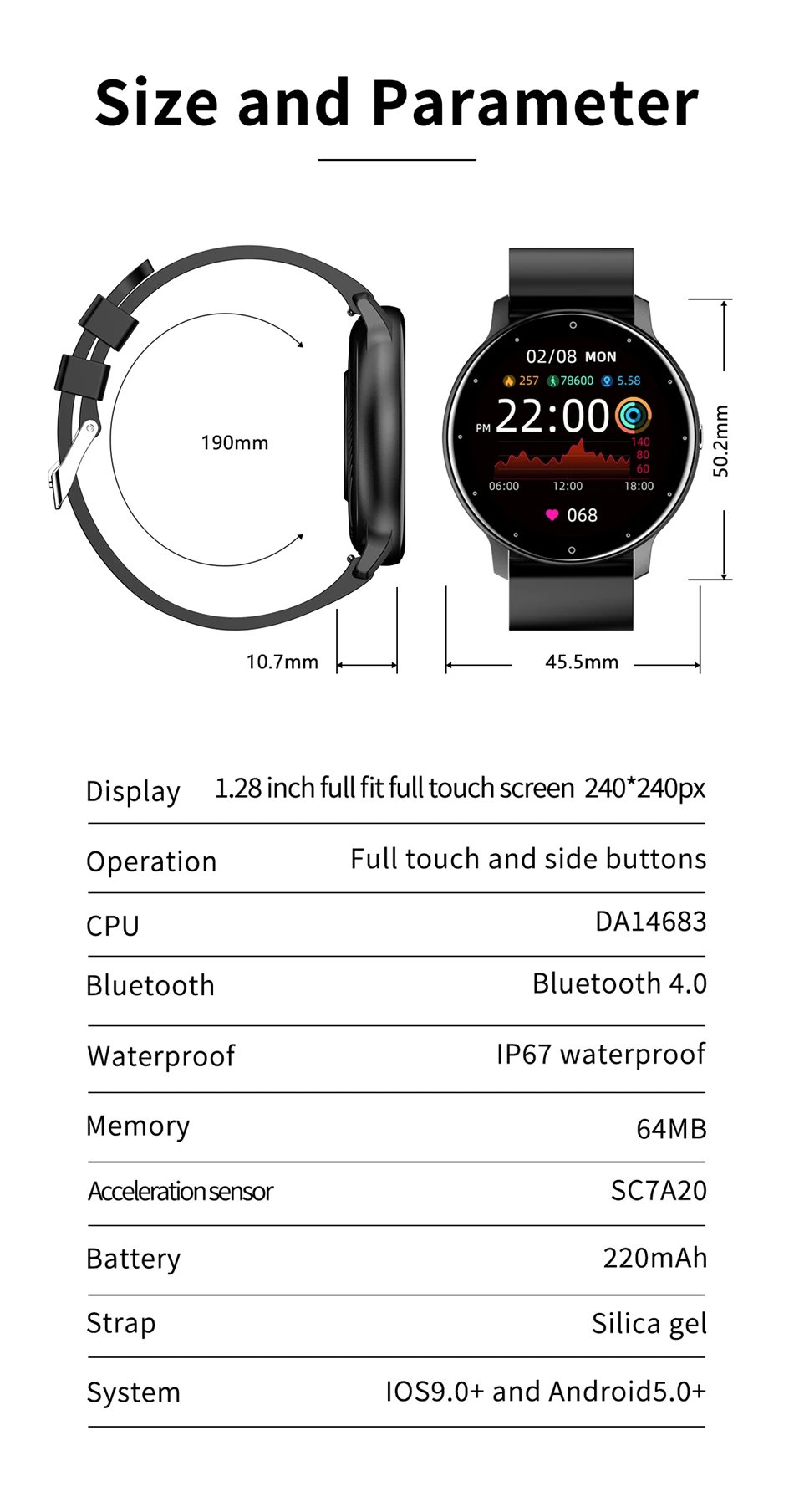 Men Smart Watch Full Touch Screen Sport Fitness Tracker IP68 Waterproof Bluetooth Smartwatch for Men Women Smartphone 2023