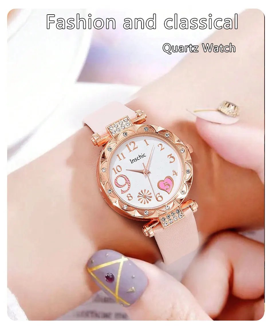2pcs Luxury Fashion Women Watch Set Multicolour PU Leather Strap Ladies Quartz Wristwatch Alloy Bracelet For Ladies Gift