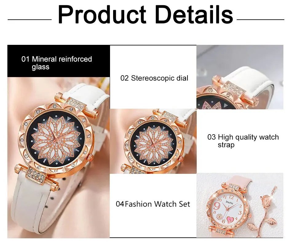2pcs Luxury Fashion Women Watch Set Multicolour PU Leather Strap Ladies Quartz Wristwatch Alloy Bracelet For Ladies Gift