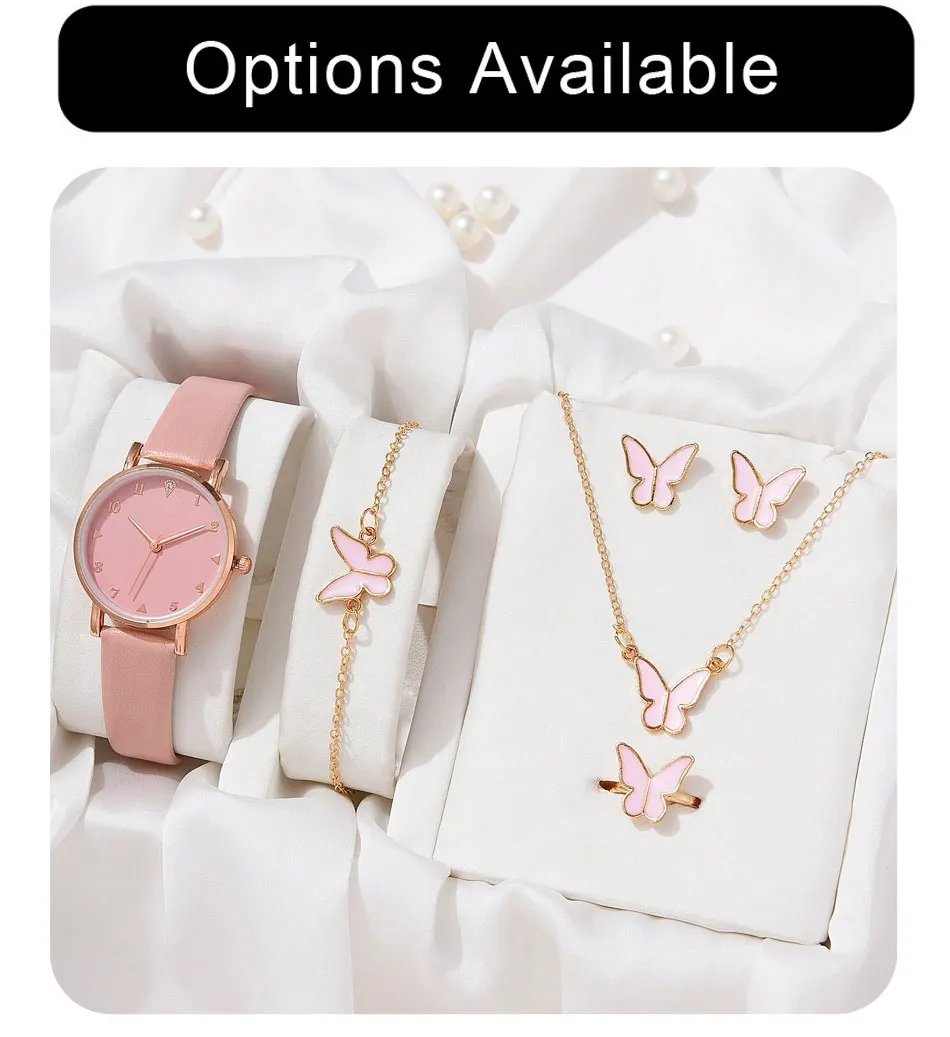 Watch Set For Women Luxury Leather Analog Ladies Quartz Wrist Watch Fashion Bracelet Watch Set Holiday Gifts Montre