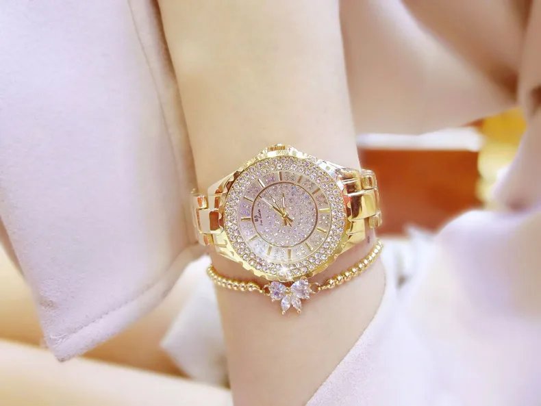 2023 Ladies Wrist Watches Dress Gold Watch Women Crystal Diamond Watches Stainless Steel Silver Clock Women Montre Femme