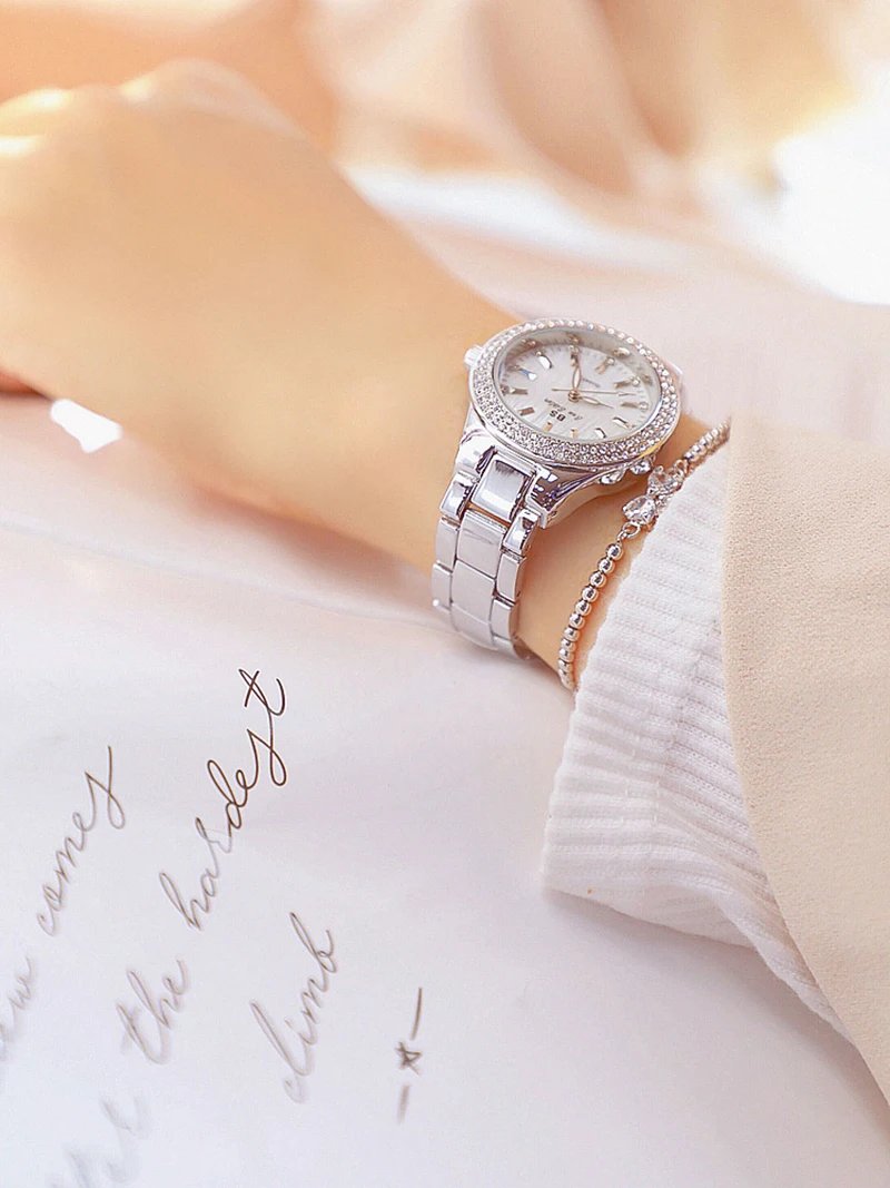 2023 Ladies Wrist Watches Dress Gold Watch Women Crystal Diamond Watches Stainless Steel Silver Clock Women Montre Femme