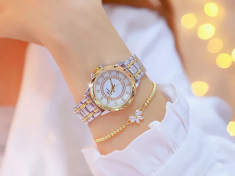 2023 Ladies Wrist Watches Dress Gold Watch Women Crystal Diamond Watches Stainless Steel Silver Clock Women Montre Femme
