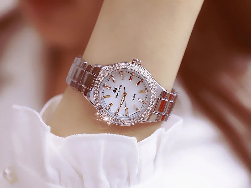 2023 Ladies Wrist Watches Dress Gold Watch Women Crystal Diamond Watches Stainless Steel Silver Clock Women Montre Femme