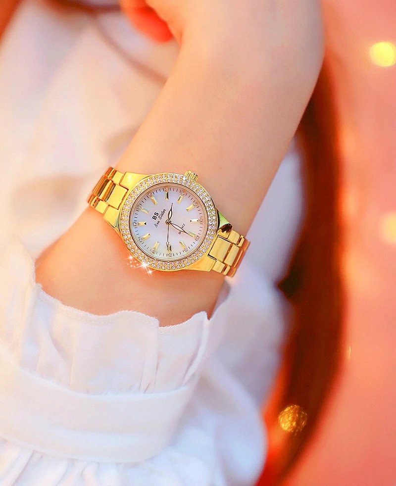 2023 Ladies Wrist Watches Dress Gold Watch Women Crystal Diamond Watches Stainless Steel Silver Clock Women Montre Femme