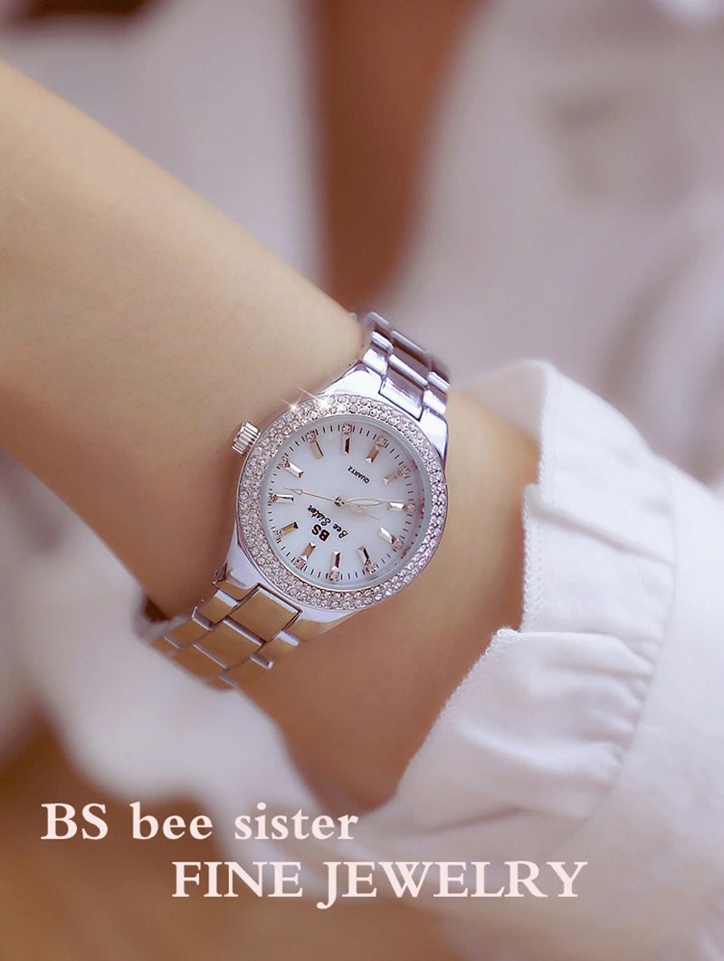2023 Ladies Wrist Watches Dress Gold Watch Women Crystal Diamond Watches Stainless Steel Silver Clock Women Montre Femme