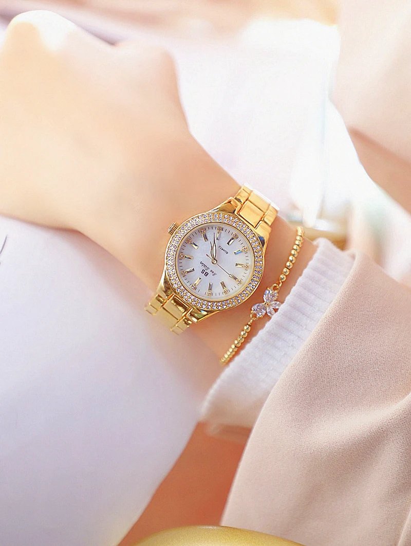 2023 Ladies Wrist Watches Dress Gold Watch Women Crystal Diamond Watches Stainless Steel Silver Clock Women Montre Femme