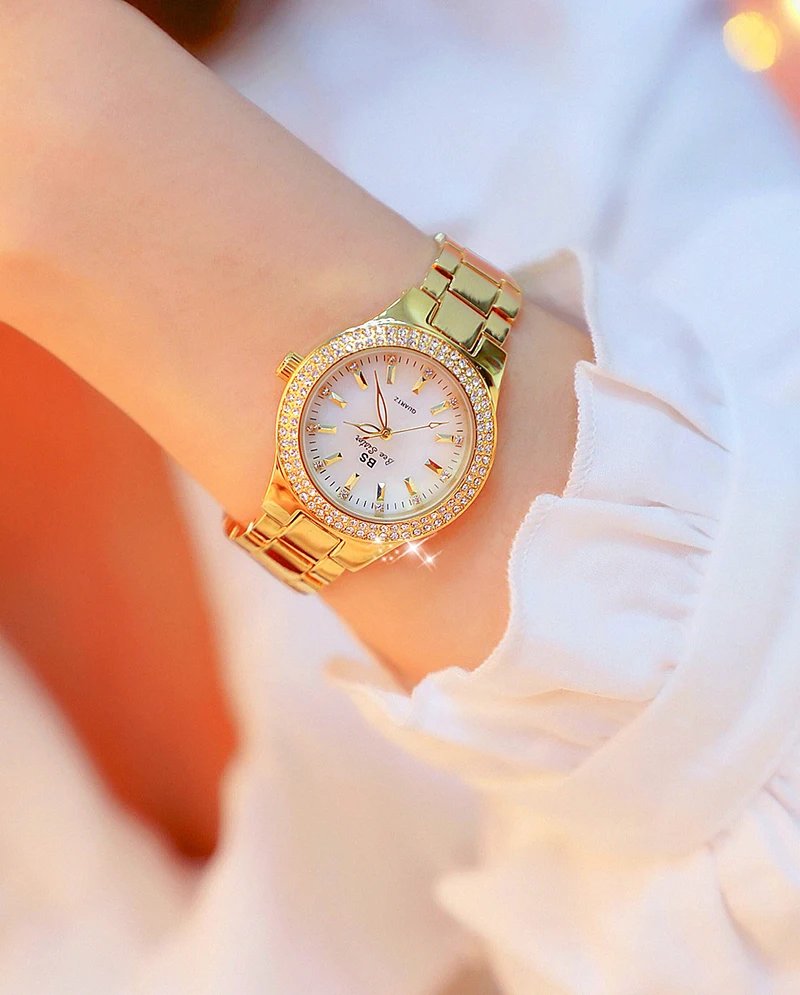 2023 Ladies Wrist Watches Dress Gold Watch Women Crystal Diamond Watches Stainless Steel Silver Clock Women Montre Femme