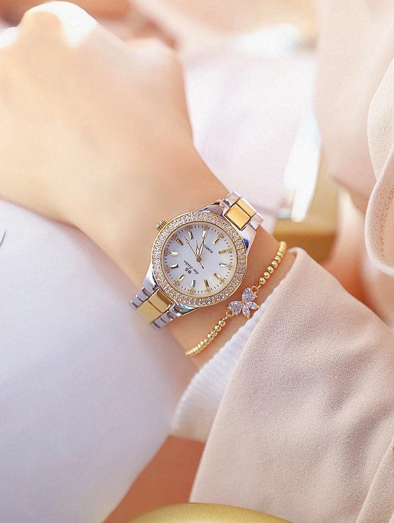 2023 Ladies Wrist Watches Dress Gold Watch Women Crystal Diamond Watches Stainless Steel Silver Clock Women Montre Femme