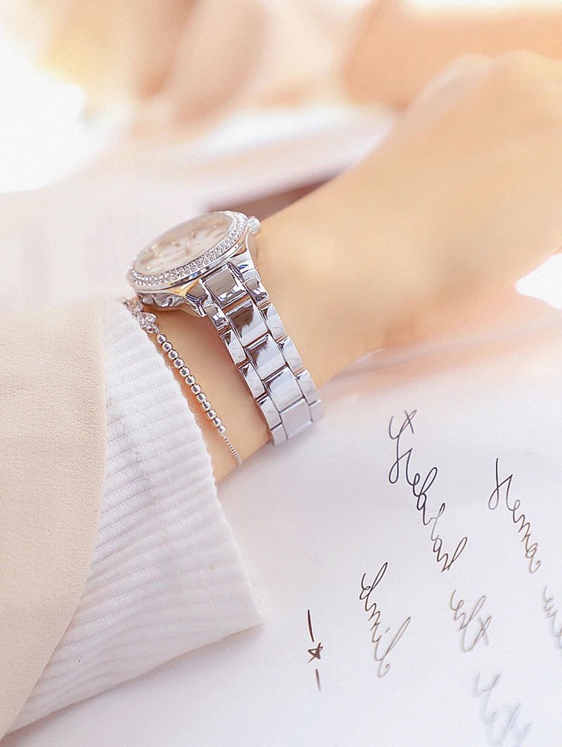 2023 Ladies Wrist Watches Dress Gold Watch Women Crystal Diamond Watches Stainless Steel Silver Clock Women Montre Femme