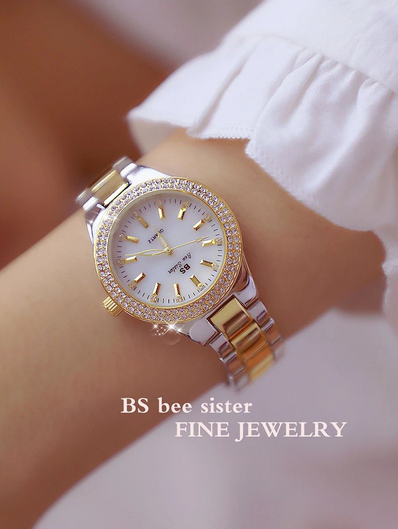 2023 Ladies Wrist Watches Dress Gold Watch Women Crystal Diamond Watches Stainless Steel Silver Clock Women Montre Femme
