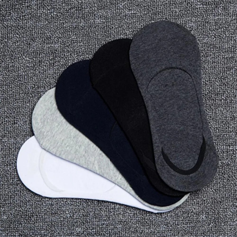 Follow The Foot Sport Socks Men Running Invisible Socks Men 5 Pair Anti Slip Socks Men Silicone Solid Color Unisex Summer Socks