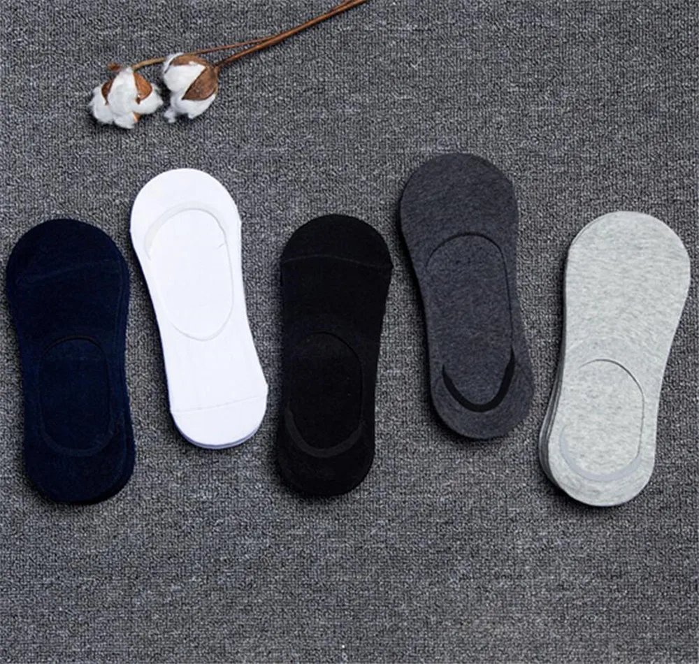 Follow The Foot Sport Socks Men Running Invisible Socks Men 5 Pair Anti Slip Socks Men Silicone Solid Color Unisex Summer Socks