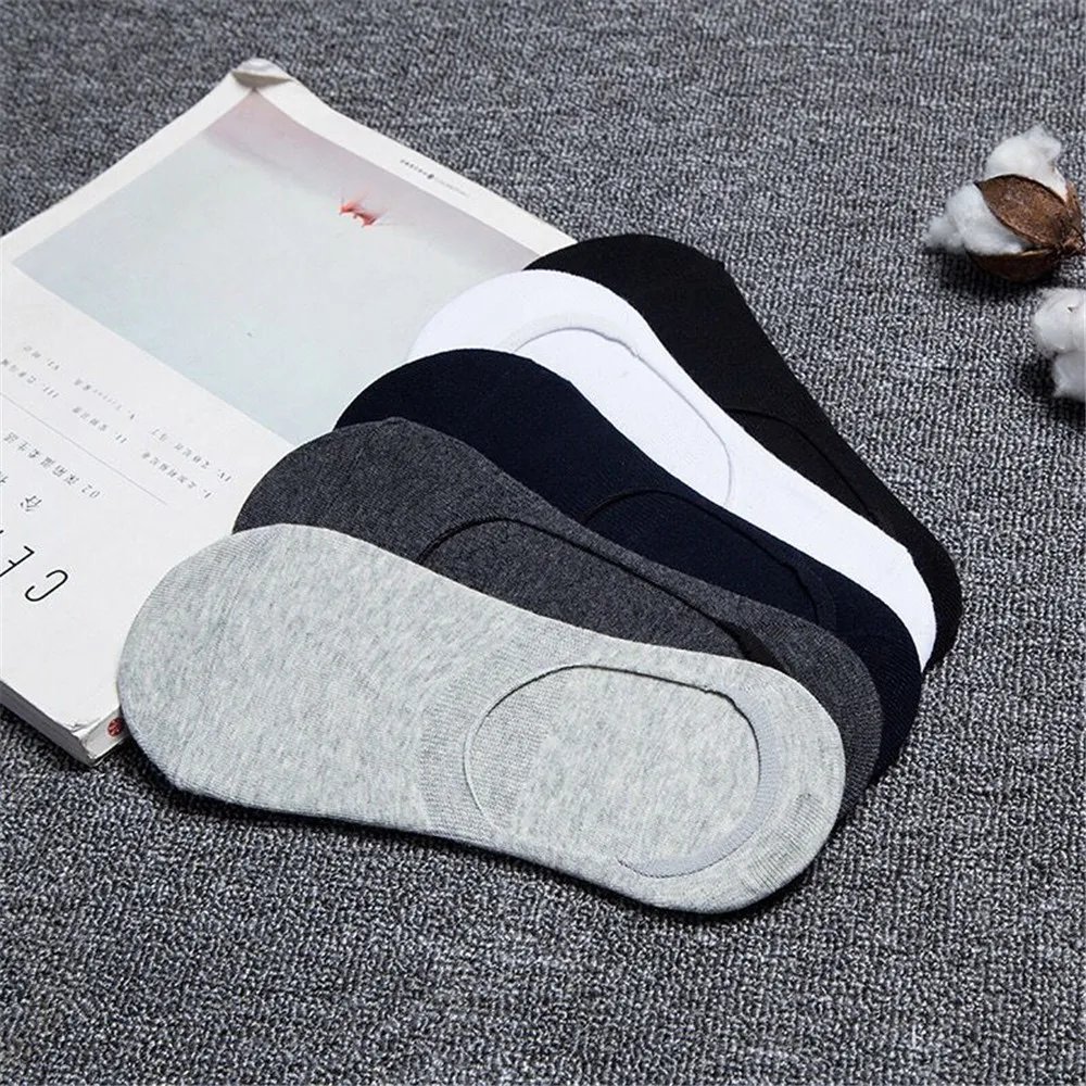 Follow The Foot Sport Socks Men Running Invisible Socks Men 5 Pair Anti Slip Socks Men Silicone Solid Color Unisex Summer Socks