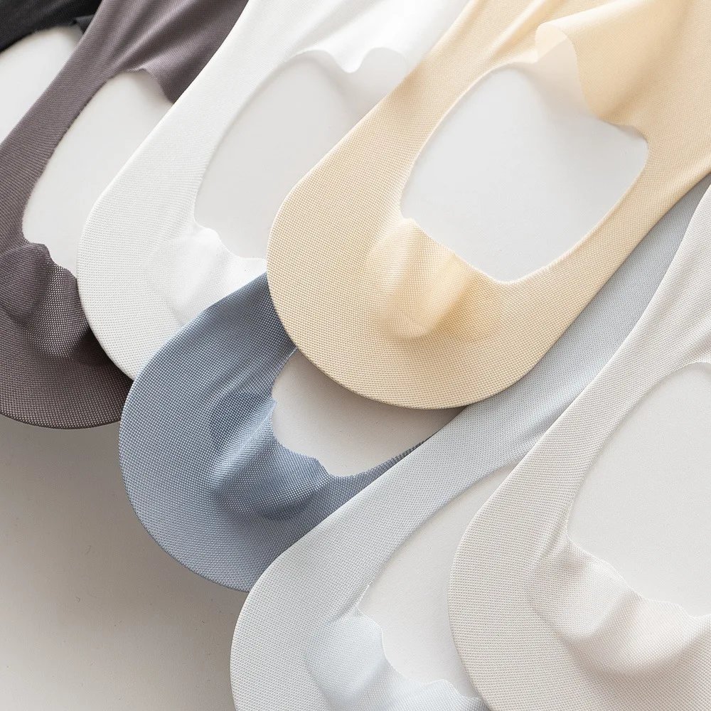 3 Pairs  Men's Boat Socks Summer Ultra-thin Breathable Solid Color Sock Slippers Comfortable Soft  Ice Silk Low Cut Men Sokken