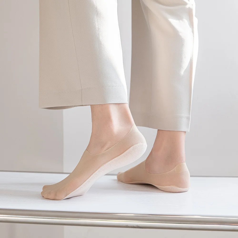 3 Pairs  Men's Boat Socks Summer Ultra-thin Breathable Solid Color Sock Slippers Comfortable Soft  Ice Silk Low Cut Men Sokken