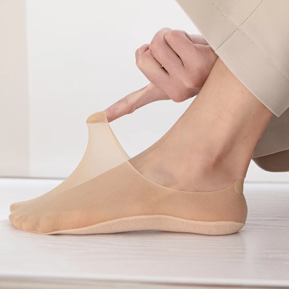 3 Pairs  Men's Boat Socks Summer Ultra-thin Breathable Solid Color Sock Slippers Comfortable Soft  Ice Silk Low Cut Men Sokken