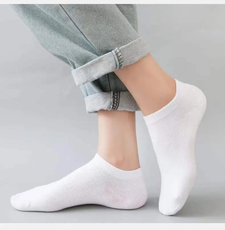 5Pairs Low Cut Men Ankle Socks Solid Color Black White Gray Invisible Breathable Cotton Sports Socks Male Short Socks Women Men