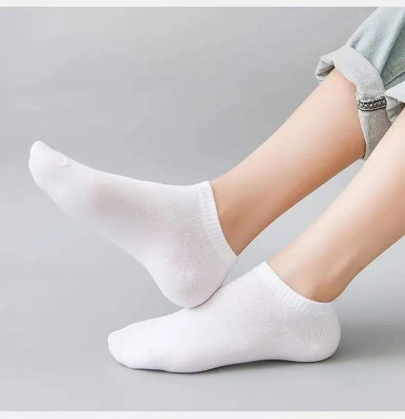 5Pairs Low Cut Men Ankle Socks Solid Color Black White Gray Invisible Breathable Cotton Sports Socks Male Short Socks Women Men