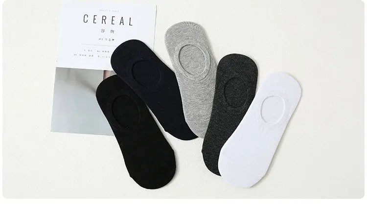 3pair /Lot Invisible Socks Men No Show Low Cut Ankle Cotton Thin Black White Short Sock Non-slip Silicone Summer Breathable